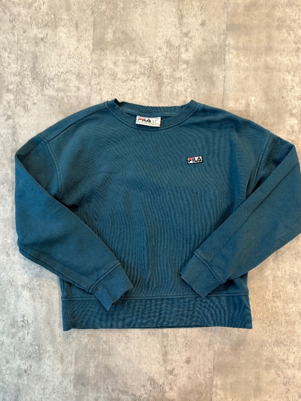 FILA Sweatshirt Womens S Teal Crewneck Pullover Embroidered Logo Athletic